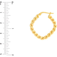 Olas d'Oro - 14K Yellow Gold Square Twist Rope Hoop Earrings - 2.60 Grams Total Weight