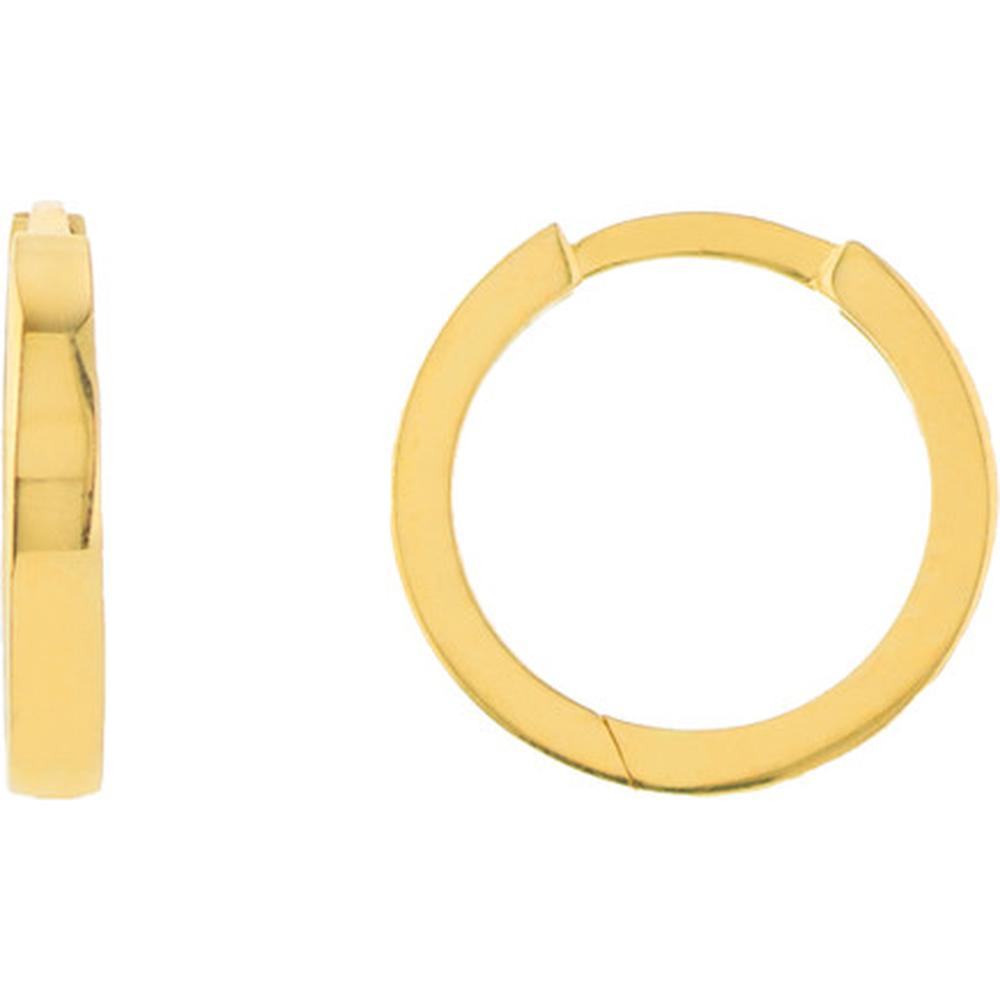 Olas d'Oro - 14K Yellow Gold Square Wire Hoop Earrings with Snap-Lock Clasp - 1.40 Grams Total Weight