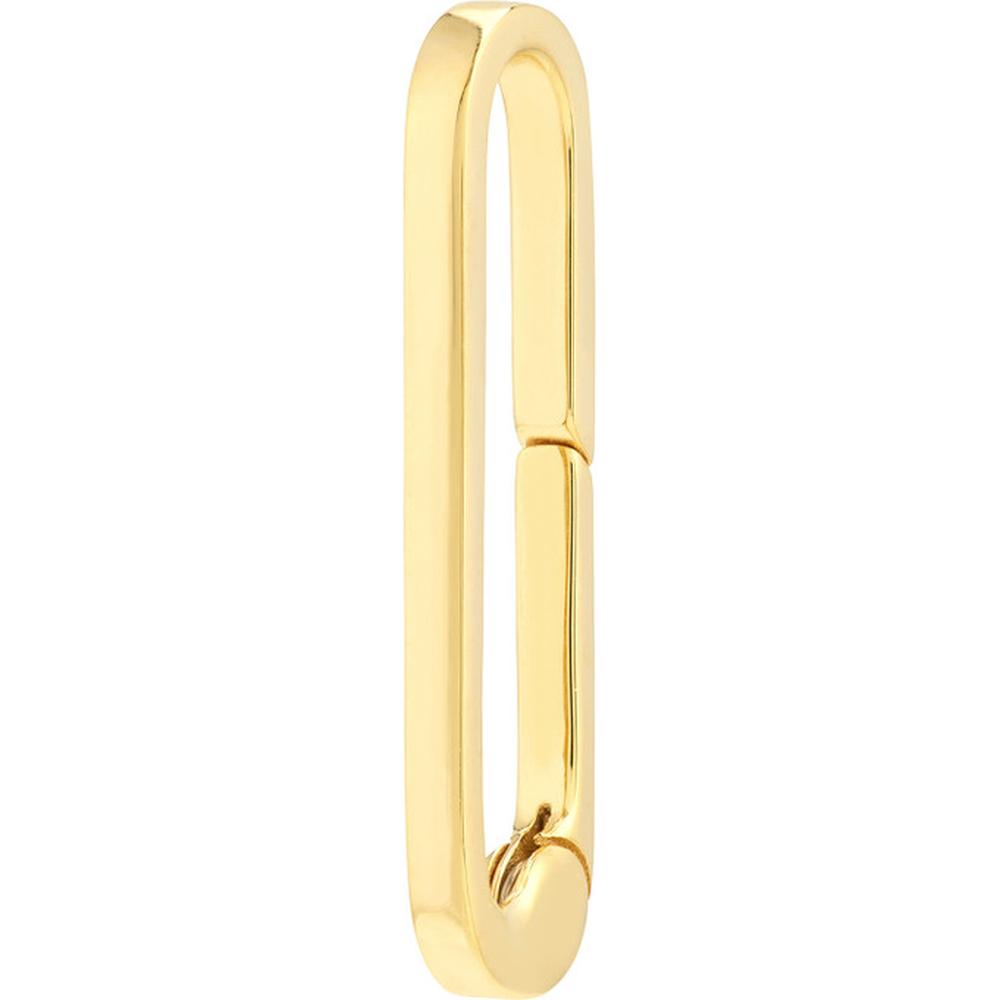 Olas d'Oro - 14K Yellow Gold Square Wire Oval Designer Push Lock - 1.65g