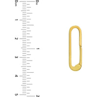 Olas d'Oro - 14K Yellow Gold Square Wire Oval Designer Push Lock - 1.65g