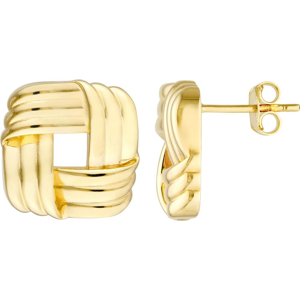 Olas d'Oro - 14K Yellow Gold Squared Triple Weave Earrings - 6.55 Grams