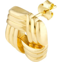 Olas d'Oro - 14K Yellow Gold Squared Triple Weave Earrings - 6.55 Grams