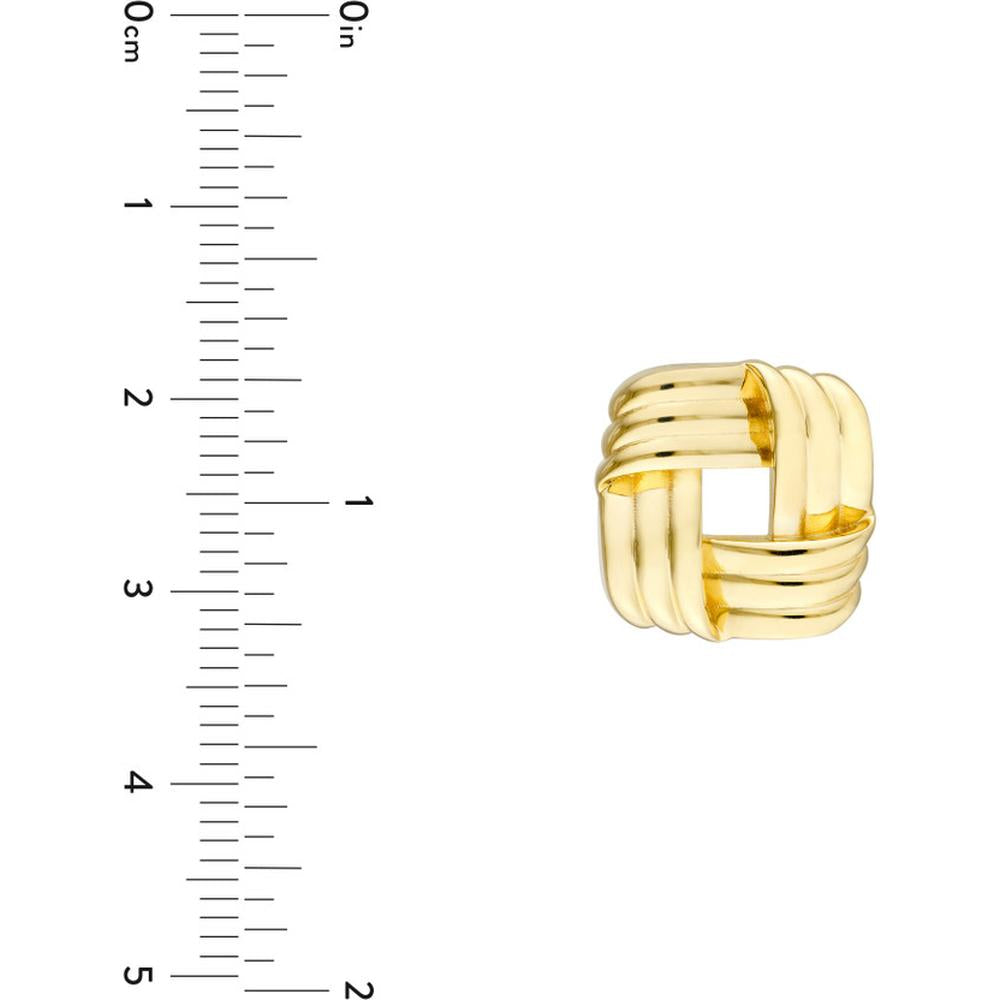 Olas d'Oro - 14K Yellow Gold Squared Triple Weave Earrings - 6.55 Grams