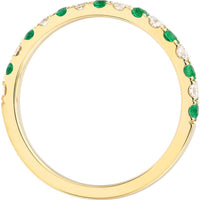 Olas d'Oro - 14K Yellow Gold Stackable Band with Alternating Emerald and Diamond - 0.46 Carat Total Carat Weight