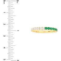 Olas d'Oro - 14K Yellow Gold Stackable Band with Alternating Emerald & Diamond Stones - 0.46 Carat Total Carat Weight
