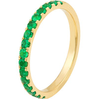 Olas d'Oro - 14K Yellow Gold Stackable Band with Emerald Gemstones - 0.43 Carat Total Carat Weight
