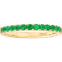 Olas d'Oro - 14K Yellow Gold Stackable Band with Halfway Set Emeralds - 0.43 Carat Total Carat Weight