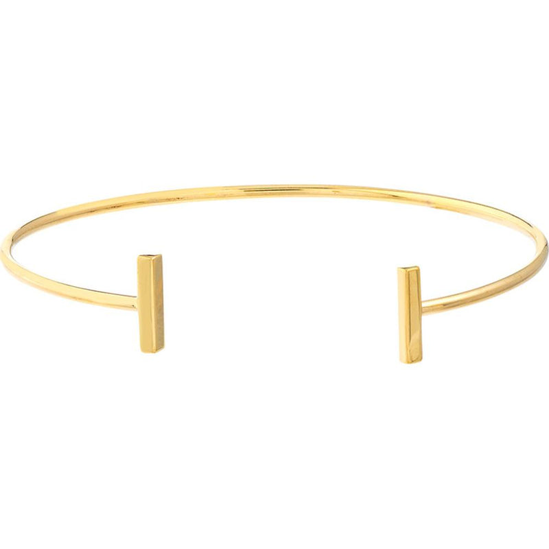 Olas d'Oro - 14K Yellow Gold Staple Bar Cuff Bangle - 3.06 Grams Weight