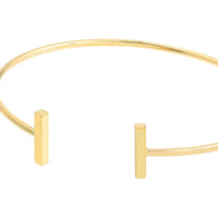 Olas d'Oro - 14K Yellow Gold Staple Bar Cuff Bangle - 3.06 Grams Weight