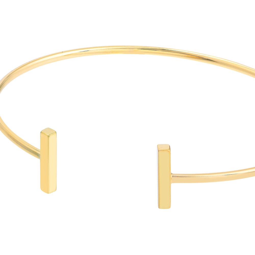 Olas d'Oro - 14K Yellow Gold Staple Bar Cuff Bangle - 3.06 Grams Weight
