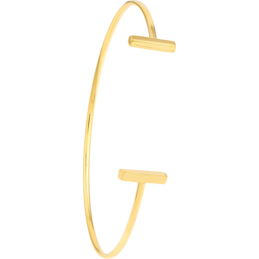 Olas d'Oro - 14K Yellow Gold Staple Bar Cuff Bangle - 3.06 Grams Weight