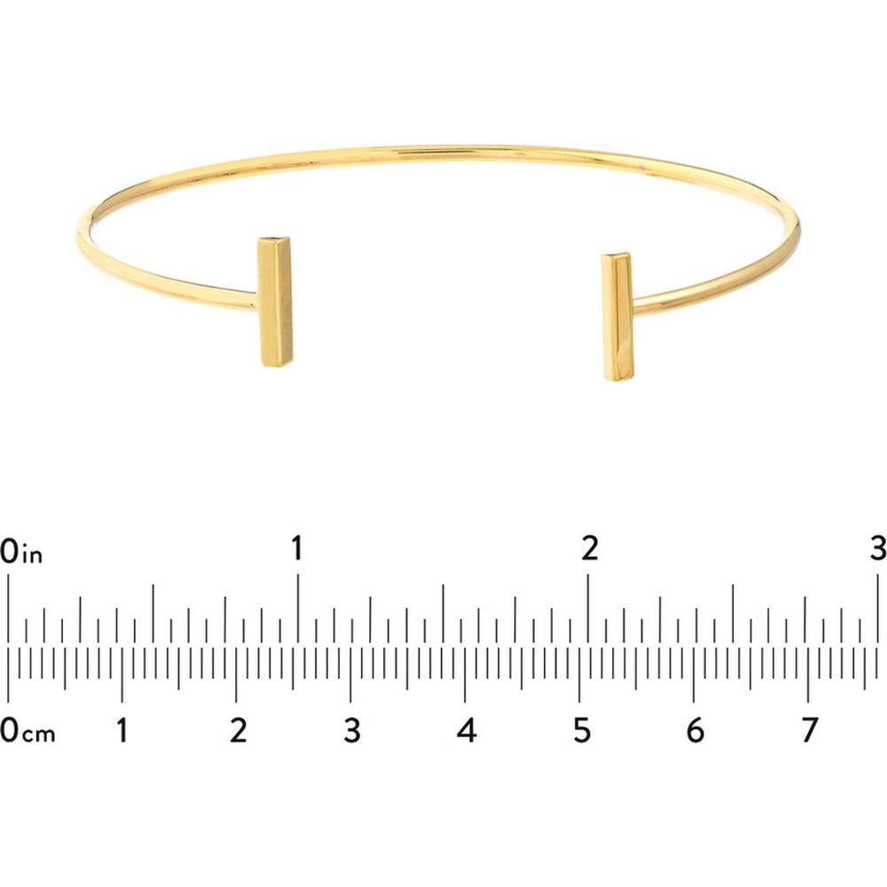 Olas d'Oro - 14K Yellow Gold Staple Bar Cuff Bangle - 3.06 Grams Weight