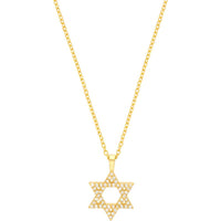 Olas d'Oro - 14K Yellow Gold Star of David Necklace with 1/4 Total Carat Weight Diamonds
