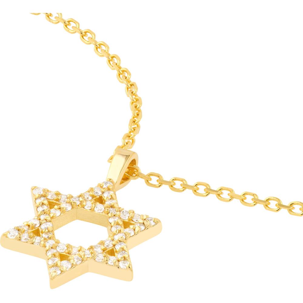 Olas d'Oro - 14K Yellow Gold Star of David Necklace with 1/4 Total Carat Weight Diamonds