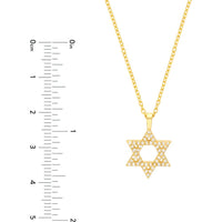 Olas d'Oro - 14K Yellow Gold Star of David Necklace with 1/4 Total Carat Weight Diamonds