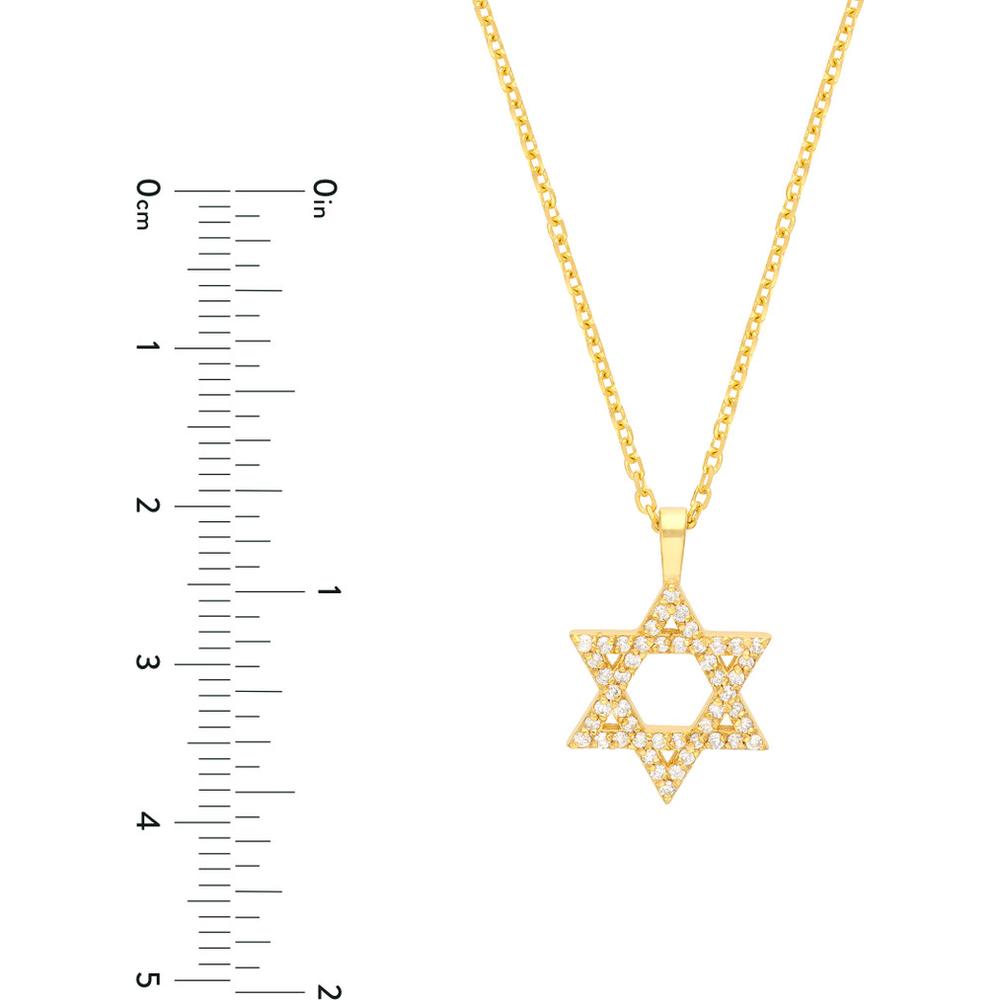 Olas d'Oro - 14K Yellow Gold Star of David Necklace with 1/4 Total Carat Weight Diamonds