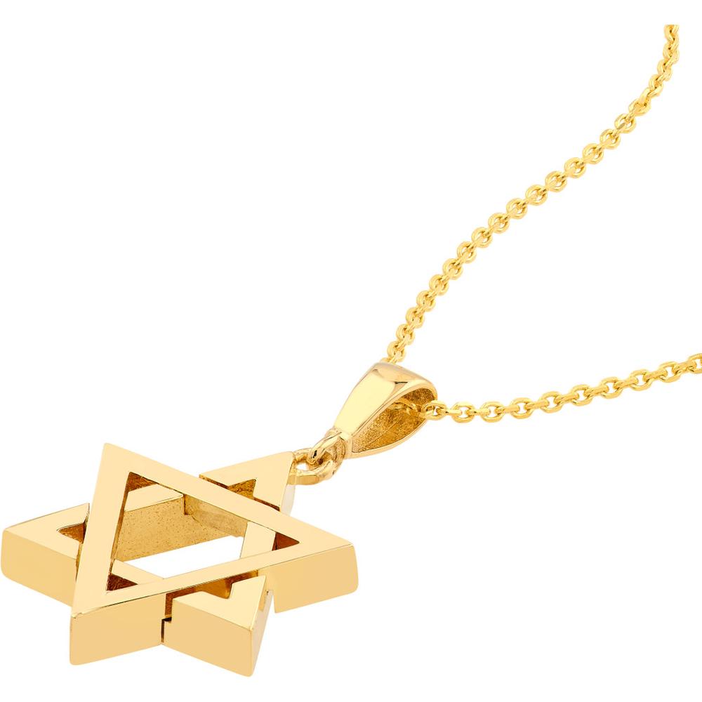 Olas d'Oro - 14K Yellow Gold Star of David Pendant - 2.23 Grams