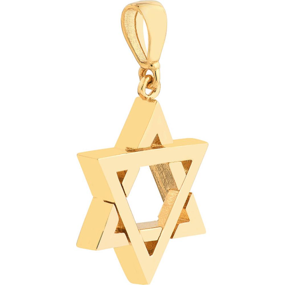 Olas d'Oro - 14K Yellow Gold Star of David Pendant - 2.23 Grams