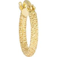 Olas d'Oro - 14K Yellow Gold Stardust Textured Mini Hoop Earrings - 1.10 Grams Total Weight