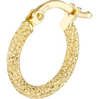 Olas d'Oro - 14K Yellow Gold Stardust Textured Mini Hoop Earrings - 1.10 Grams Total Weight