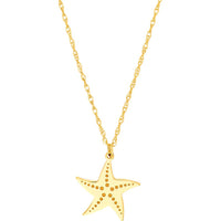 Olas d'Oro - 14K Yellow Gold Starfish Pendant Necklace with Adjustable Chain - 16-18" Length