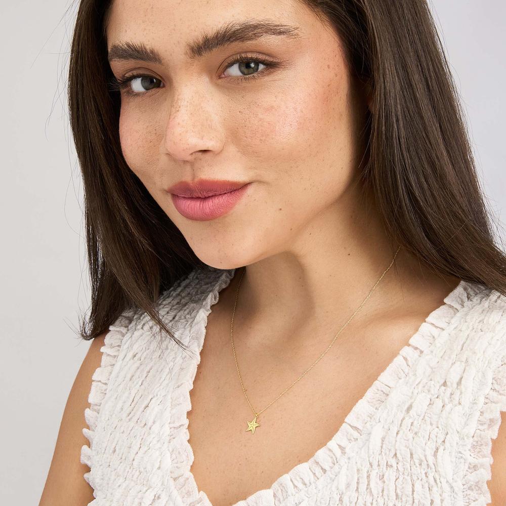 Olas d'Oro - 14K Yellow Gold Starfish Pendant Necklace with Adjustable Chain - 16-18" Length