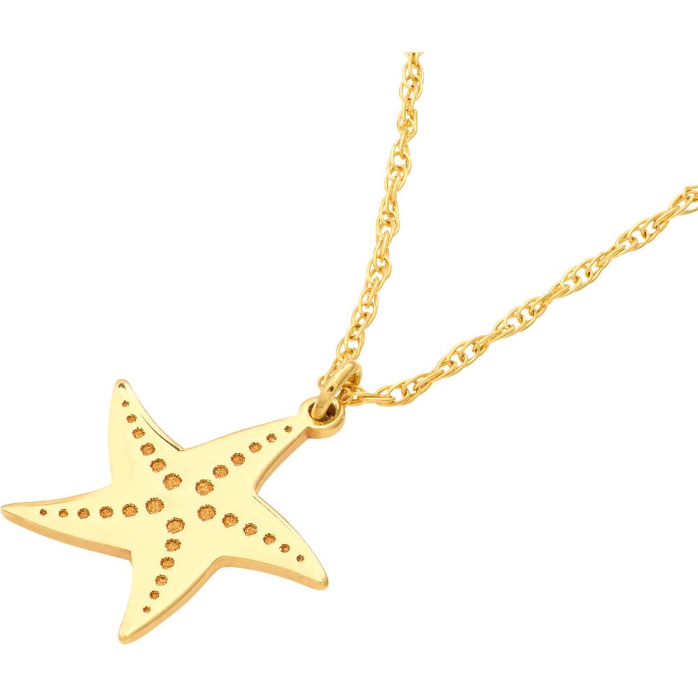 Olas d'Oro - 14K Yellow Gold Starfish Pendant Necklace with Adjustable Chain - 16-18" Length