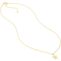 Olas d'Oro - 14K Yellow Gold Starfish Pendant Necklace with Adjustable Chain - 16-18" Length