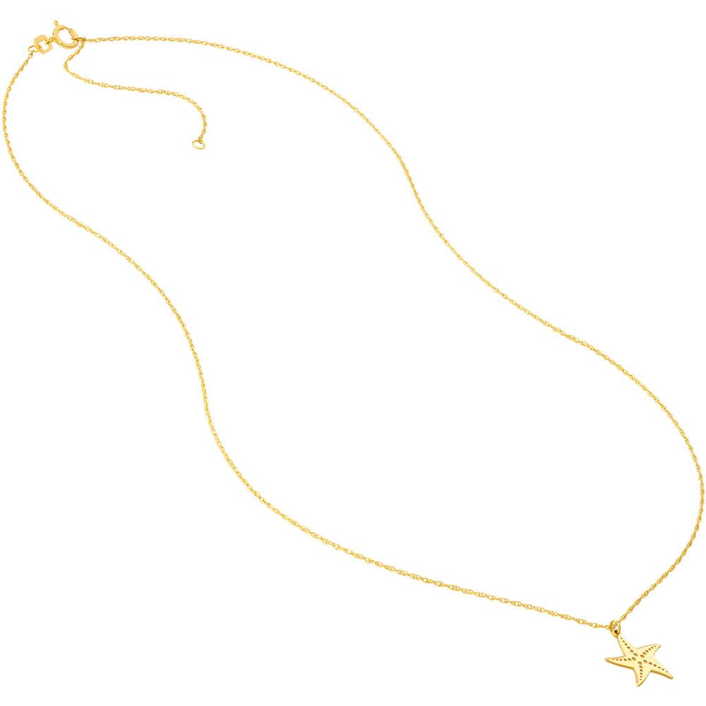 Olas d'Oro - 14K Yellow Gold Starfish Pendant Necklace with Adjustable Chain - 16-18" Length