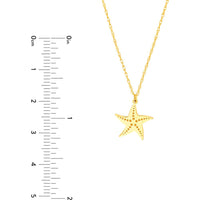 Olas d'Oro - 14K Yellow Gold Starfish Pendant Necklace with Adjustable Chain - 16-18" Length