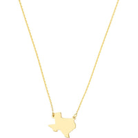 Olas d'Oro - 14K Yellow Gold State Map Pendant Necklace Personalized State Pride Jewelry
