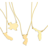 Olas d'Oro - 14K Yellow Gold State Map Pendant Necklace Personalized State Pride Jewelry
