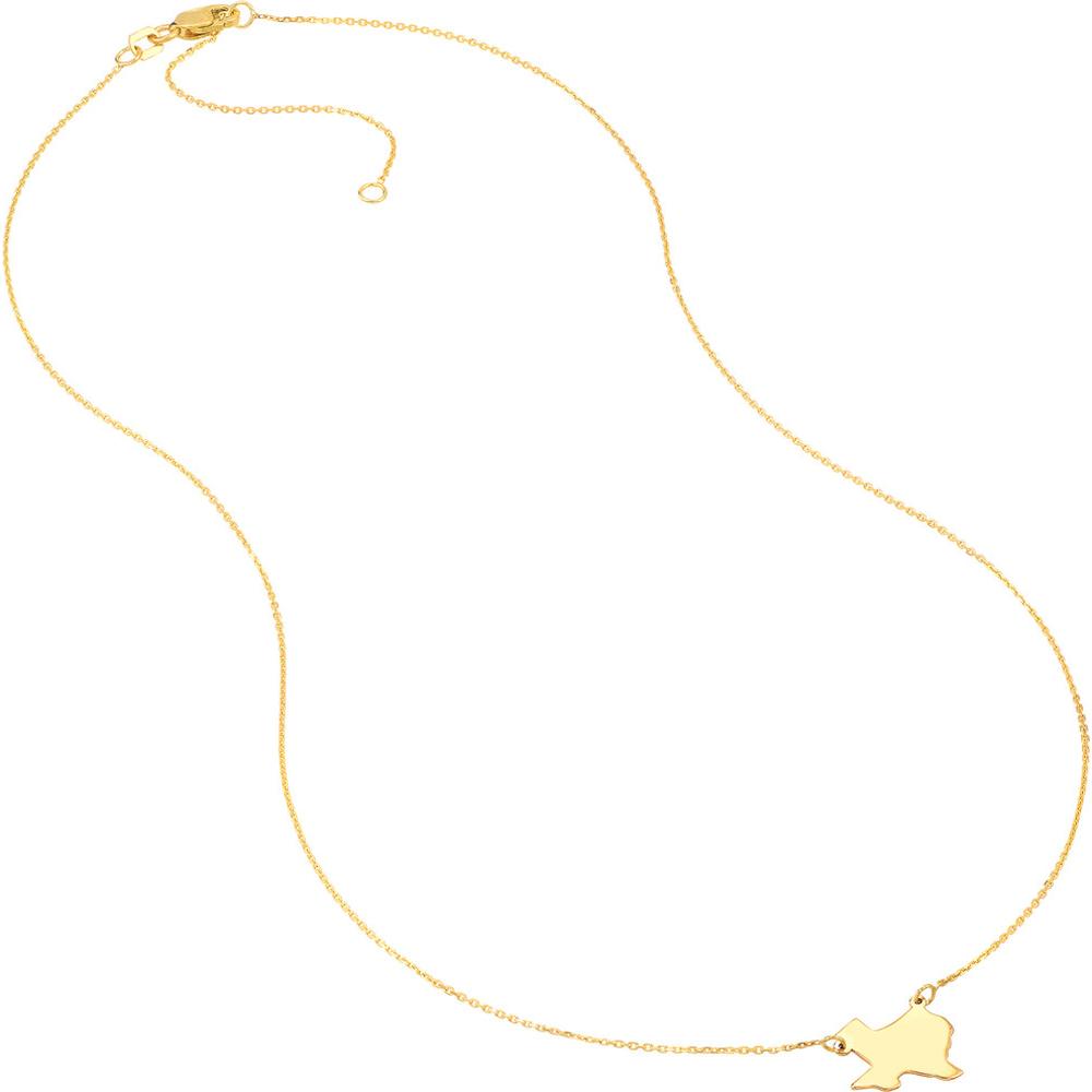 Olas d'Oro - 14K Yellow Gold State Map Pendant Necklace Personalized State Pride Jewelry