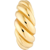 Olas d'Oro - 14K Yellow Gold Swirl Design Hollow Shrimp Hoop Earrings