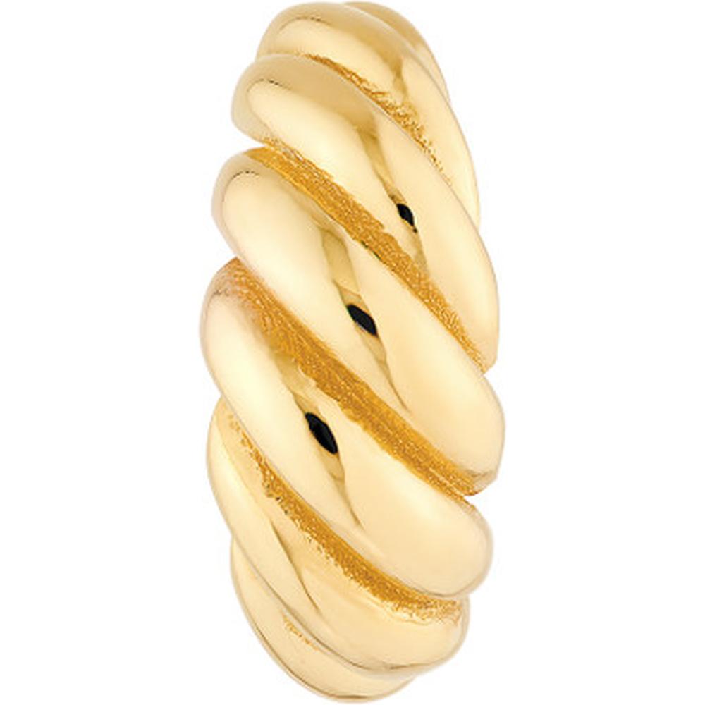 Olas d'Oro - 14K Yellow Gold Swirl Design Hollow Shrimp Hoop Earrings