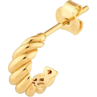 Olas d'Oro - 14K Yellow Gold Swirl Design Hollow Shrimp Hoop Earrings