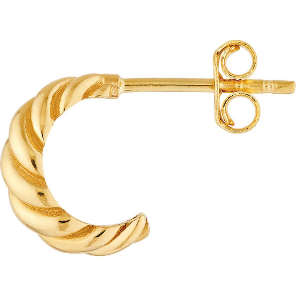 Olas d'Oro - 14K Yellow Gold Swirl Design Hollow Shrimp Hoop Earrings