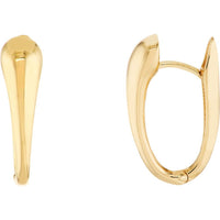 Olas d'Oro - 14K Yellow Gold Tapered Oval Hoop Earrings - Elegant Everyday Jewelry