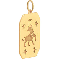 Olas d'Oro - 14K Yellow Gold Taurus Engraved Pendant - Zodiac Sign Pendant
