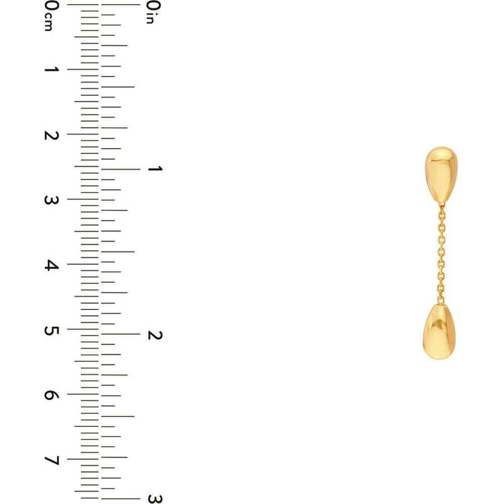 Olas d'Oro - 14K Yellow Gold Teardrop Dangle Earrings with Cable Chain Design