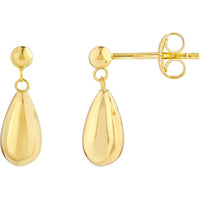 Olas d'Oro - 14K Yellow Gold Teardrop Dangle Earrings with Post & Nut Closure 1.32 Grams Total Weight