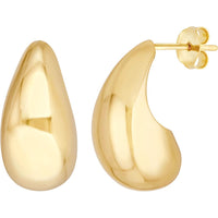 Olas d'Oro - 14K Yellow Gold Teardrop Dome Earrings with Polished Finish - 3.40 Grams Weight