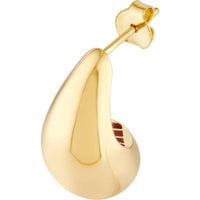 Olas d'Oro - 14K Yellow Gold Teardrop Dome Earrings with Polished Finish - 3.40 Grams Weight
