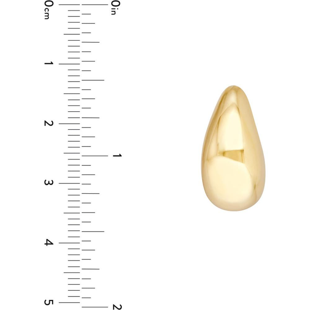 Olas d'Oro - 14K Yellow Gold Teardrop Dome Earrings with Polished Finish - 3.40 Grams Weight
