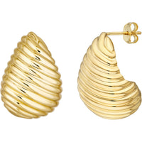 Olas d'Oro - 14K Yellow Gold Teardrop Graduated Swirl Earrings with Post and Nut Closure - 7.27 Grams Total Weight