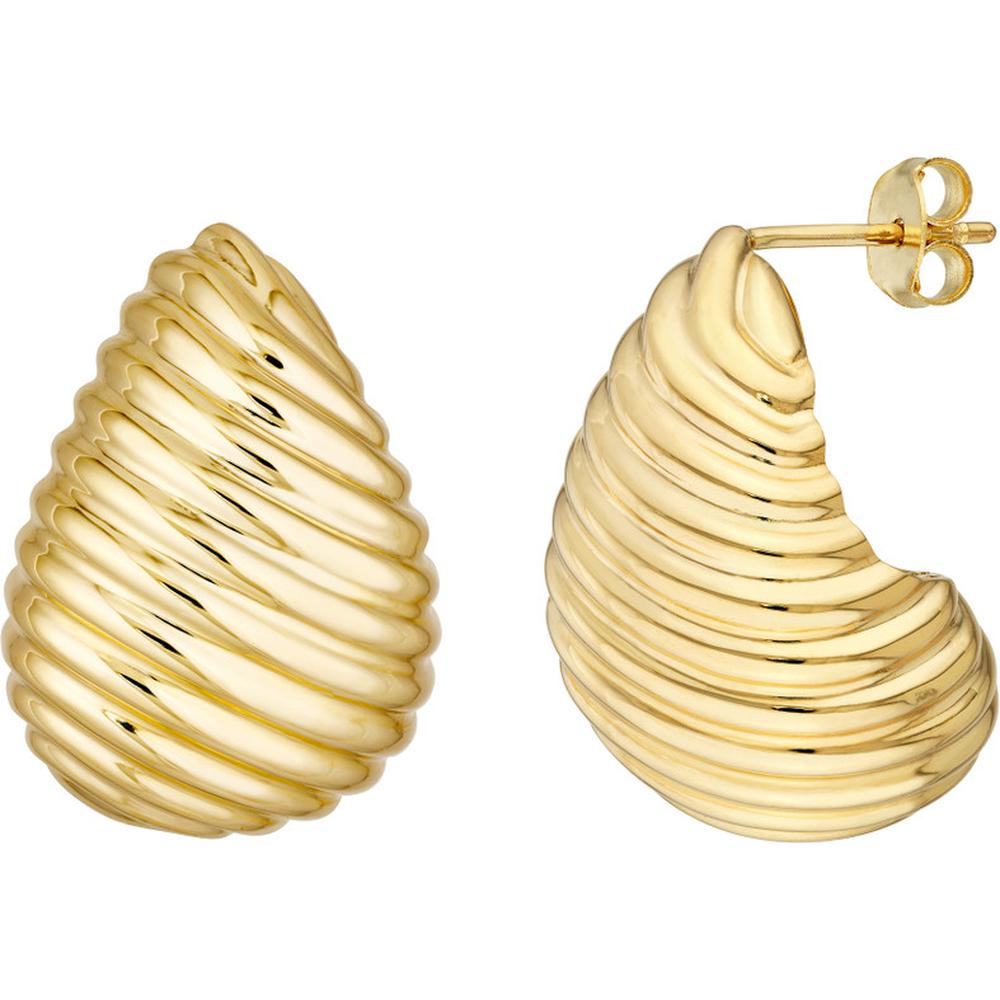 Olas d'Oro - 14K Yellow Gold Teardrop Graduated Swirl Earrings with Post and Nut Closure - 7.27 Grams Total Weight
