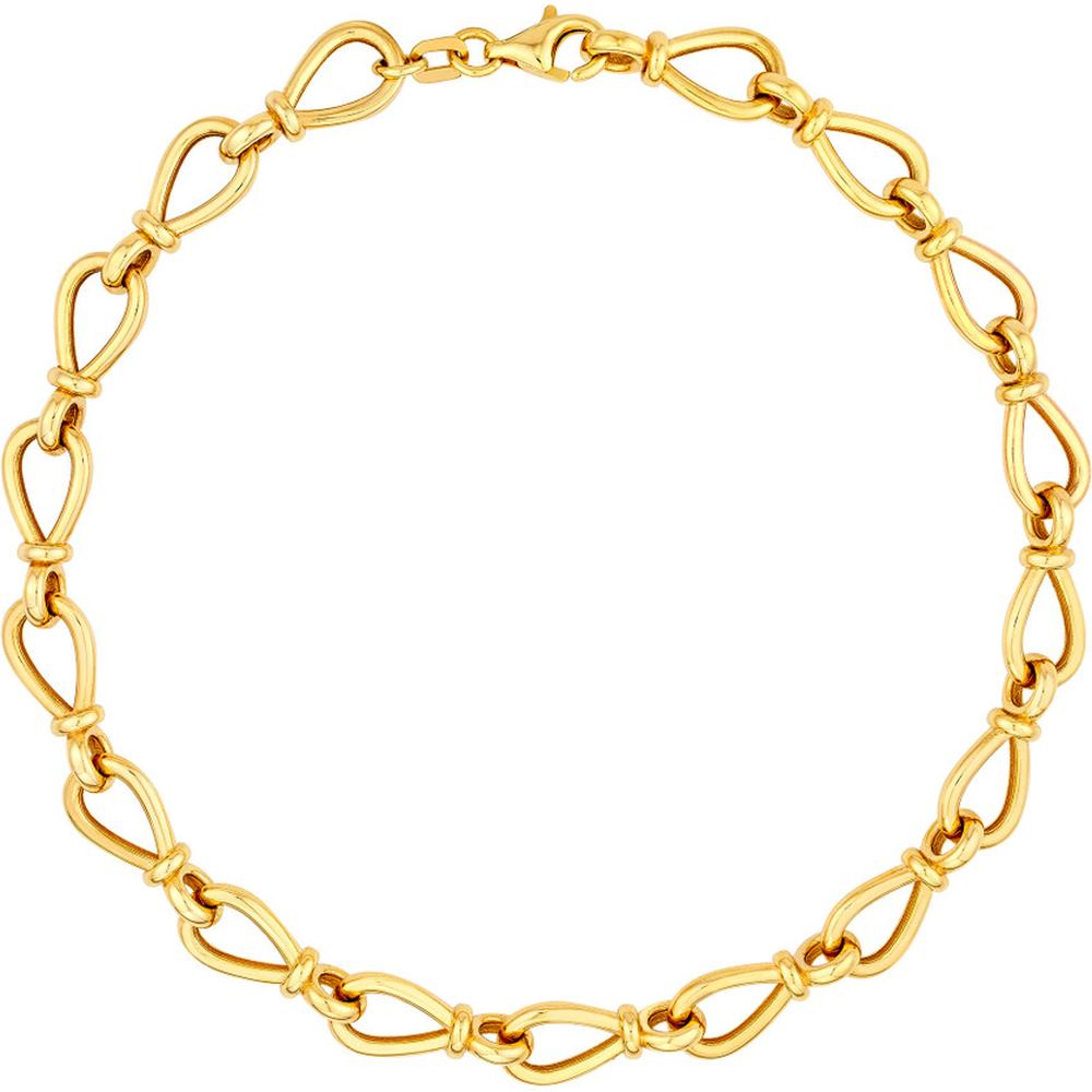 Olas d'Oro - 14K Yellow Gold Teardrop Link Bracelet with Pear Shape Lobster Clasp - 9.37 Grams