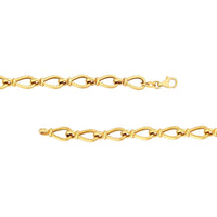 Olas d'Oro - 14K Yellow Gold Teardrop Link Bracelet with Pear Shape Lobster Clasp - 9.37 Grams