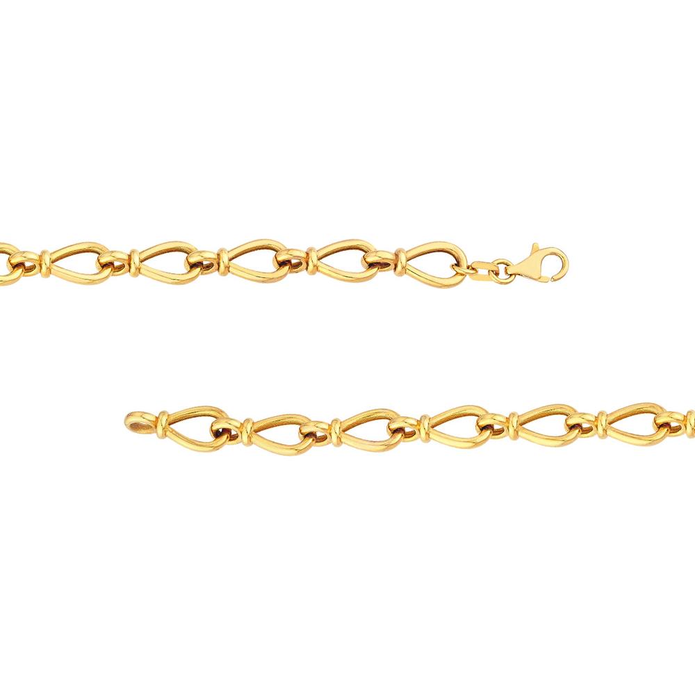 Olas d'Oro - 14K Yellow Gold Teardrop Link Bracelet with Pear Shape Lobster Clasp - 9.37 Grams