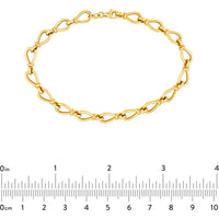 Olas d'Oro - 14K Yellow Gold Teardrop Link Bracelet with Pear Shape Lobster Clasp - 9.37 Grams